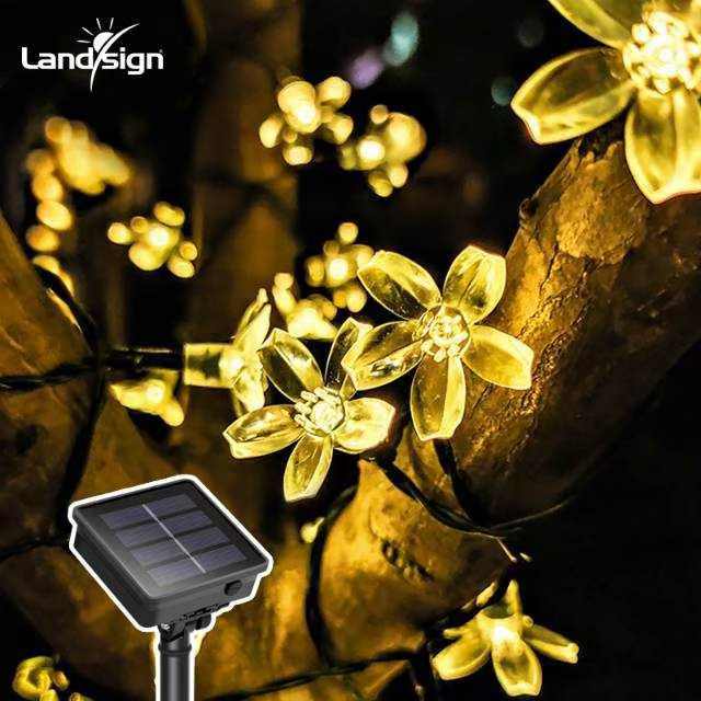 Corda de llum solar LED per a jardí de flors de cirerer